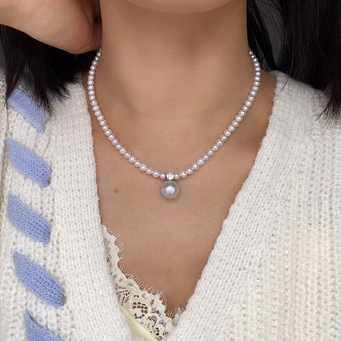 淡水珍珠耳饰银S925镶嵌