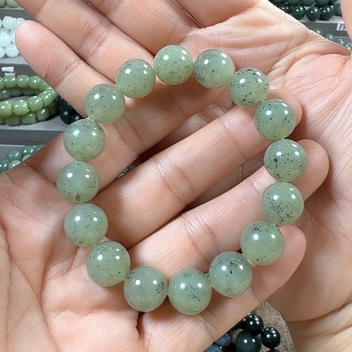 和田玉手链未镶嵌新疆若羌青黄口料青花卡12