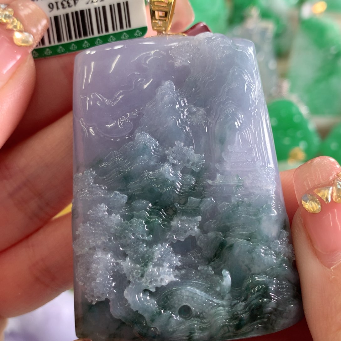 翡翠吊坠(不含链)18K金镶嵌