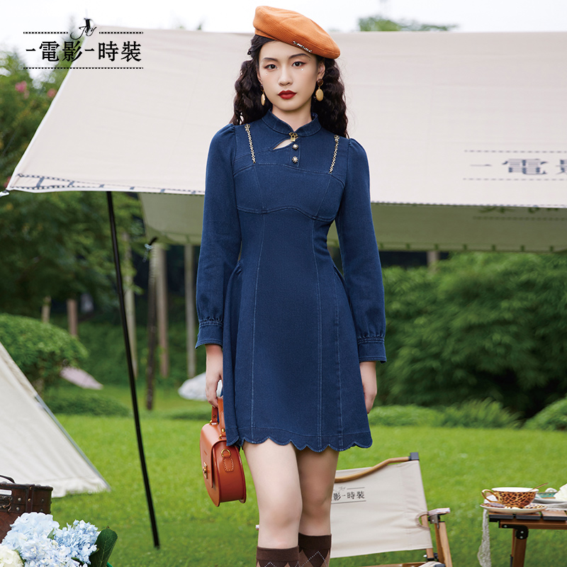 【九月专属】一电影一时装新中式改良牛仔旗袍连衣裙FCJL142662