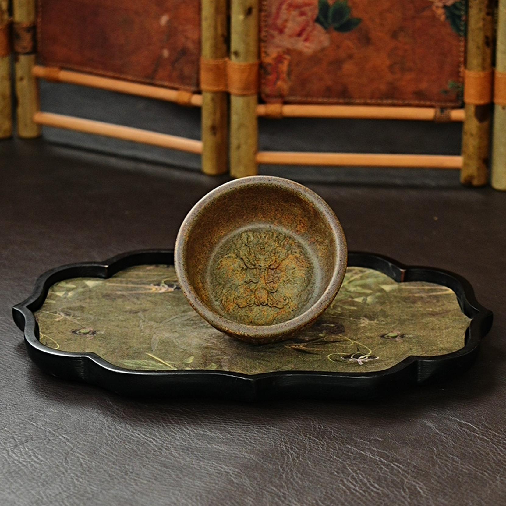 【2605卧虎藏龙杯】宜兴原矿紫砂手工刻绘卧虎藏龙主人杯