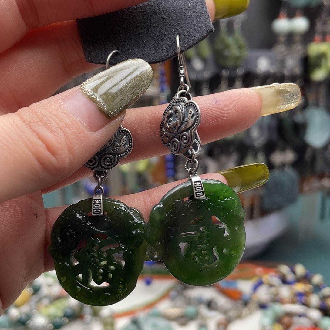 和田玉耳饰未镶嵌景*饰品