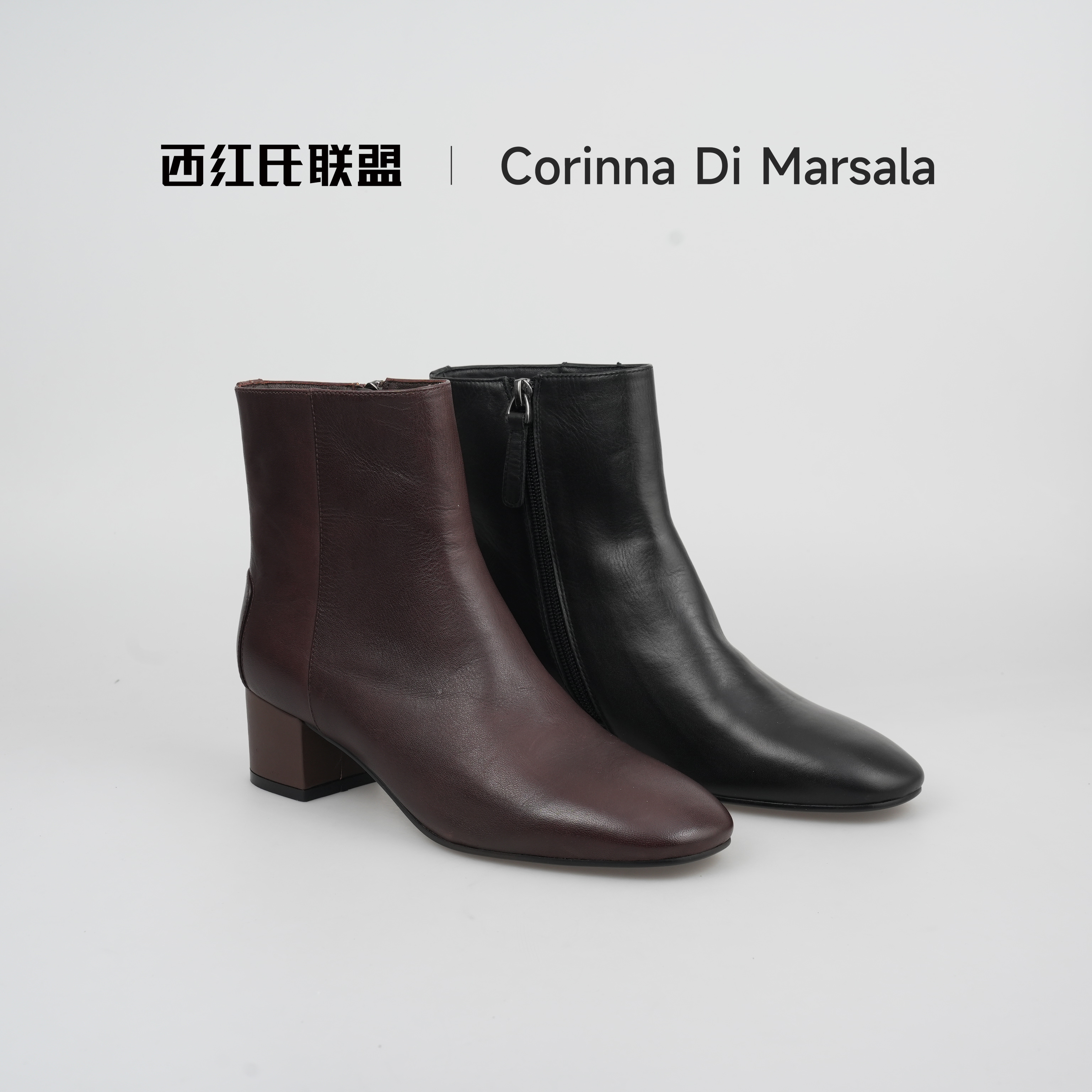 【梦梦专属】【西红氏】2025秋季新款真皮粗跟时装靴女