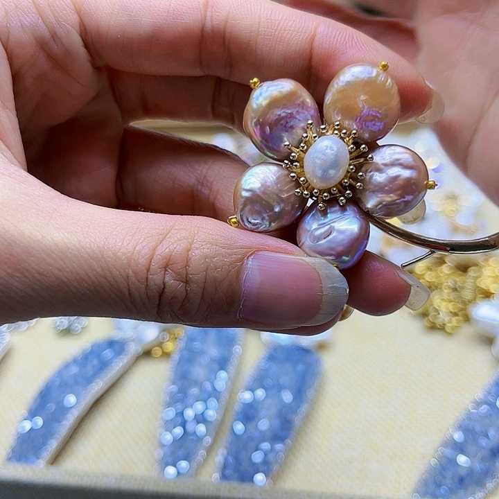 淡水珍珠耳饰银S925镶嵌