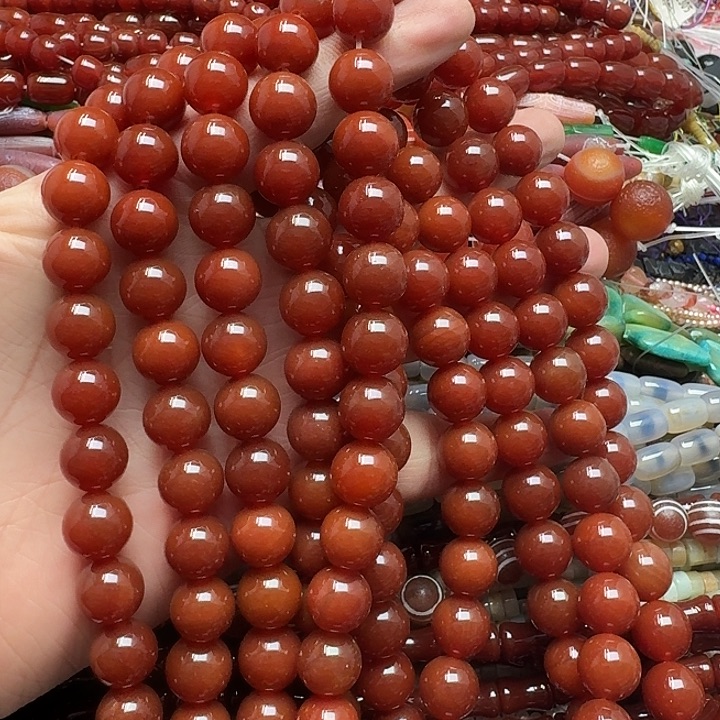 玛瑙/玉髓未镶嵌珠宝半成品一条12mm红玛瑙