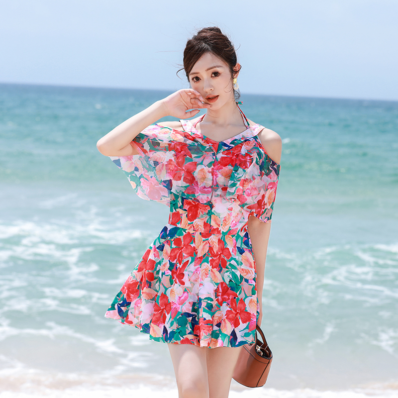 【季末清仓】泳衣女分体平角大码显瘦保守裙式遮肚游泳衣时尚泳装