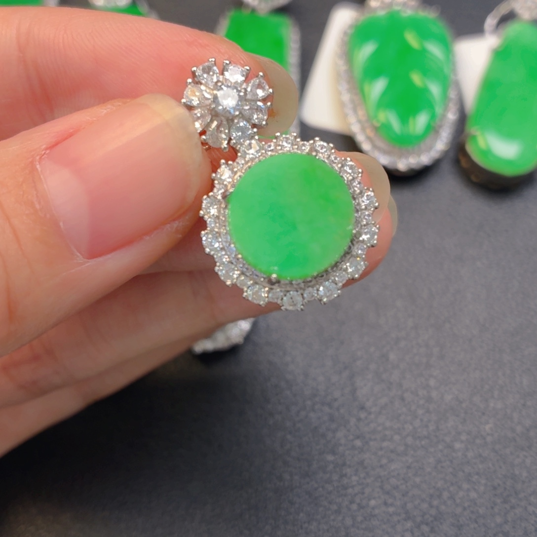 翡翠银S925镶嵌吊坠(不含链)