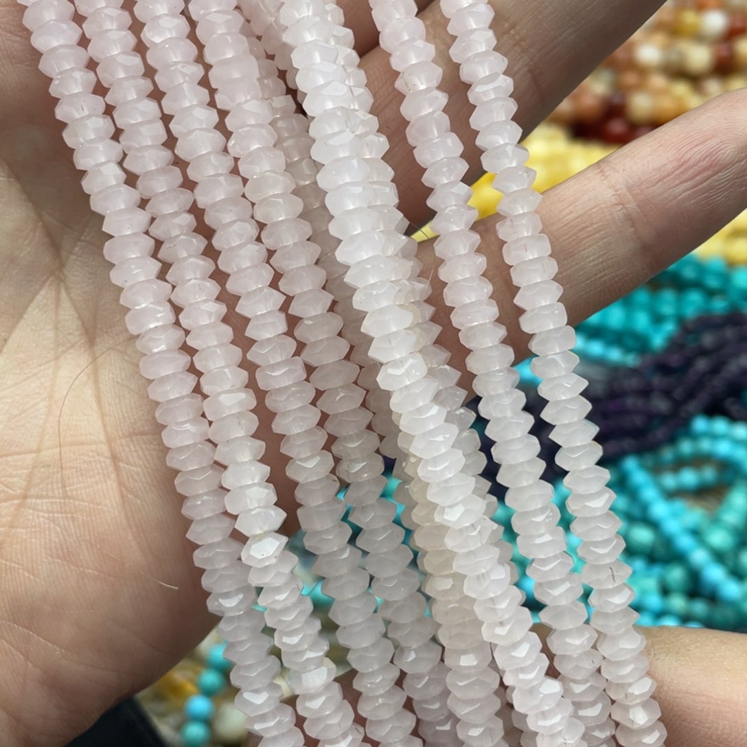 玛瑙/玉髓珠宝半成品未镶嵌打包5条5mm+粉猫眼切面算盘