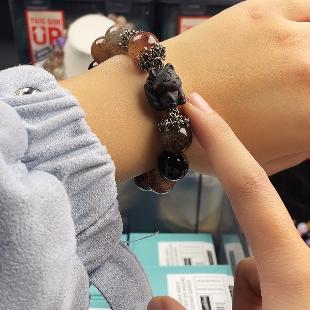 银S925镶嵌烟晶手链