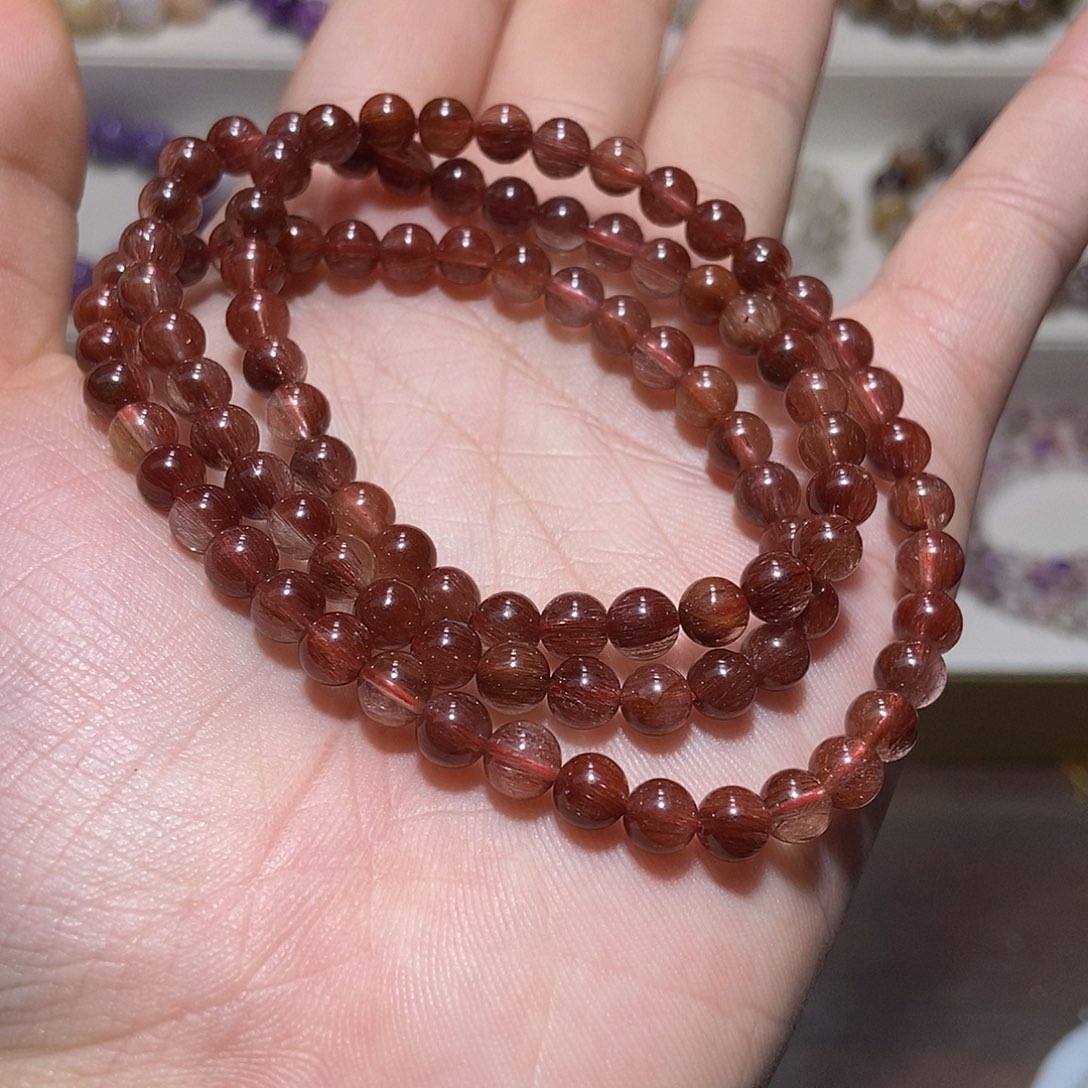 手链水晶未镶嵌红兔毛三圈