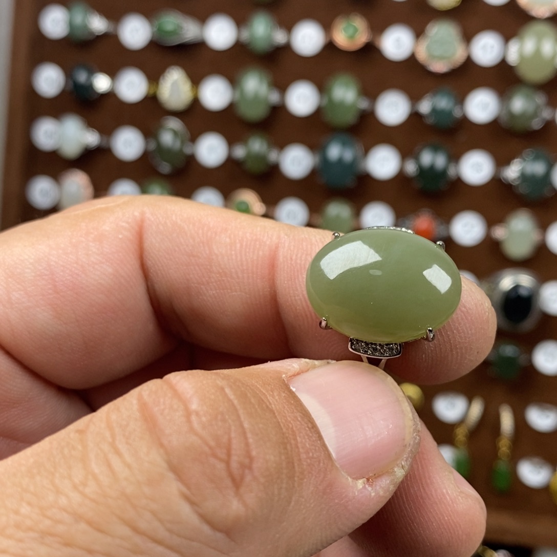 和田玉（青白玉）戒指合金用****5