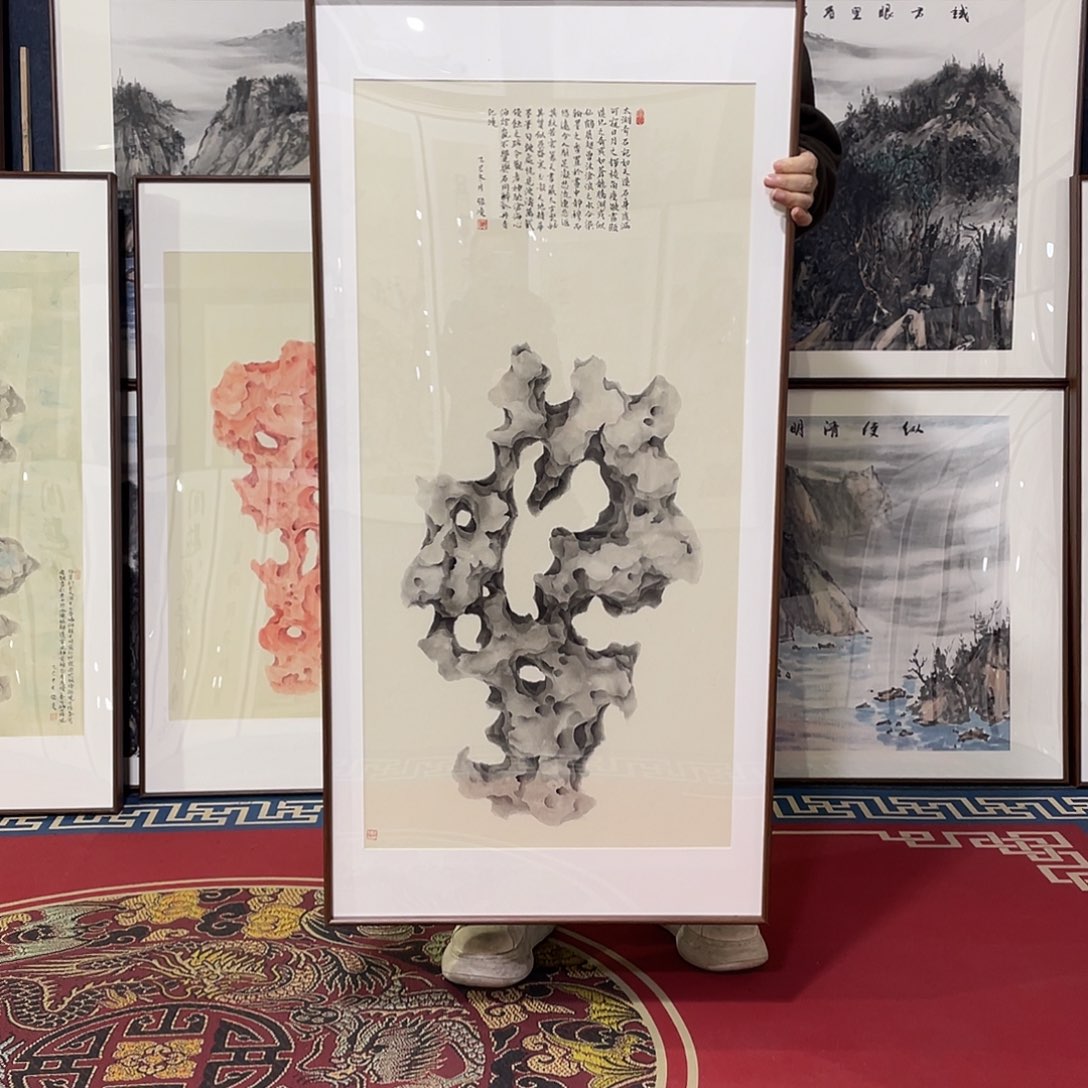 国画手绘画作品带框60/120