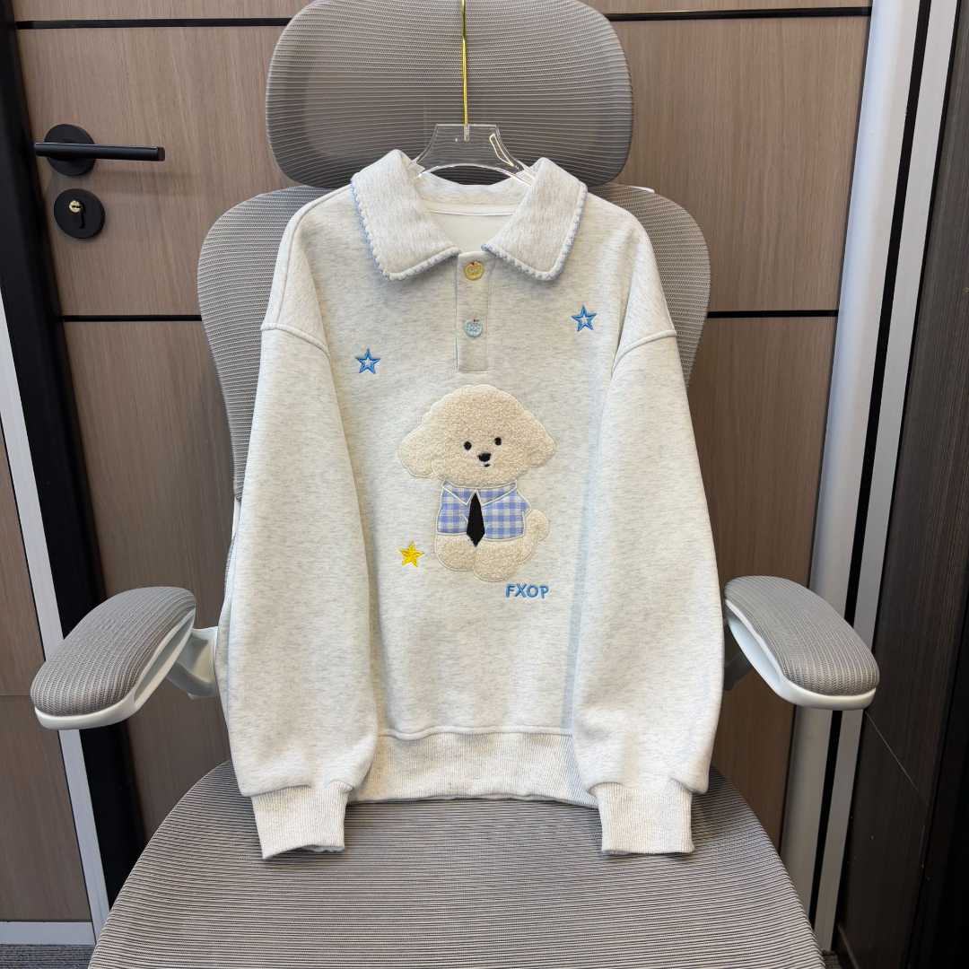 冬款洋气小狗刺绣女童加厚翻领卫衣 F257 257 K