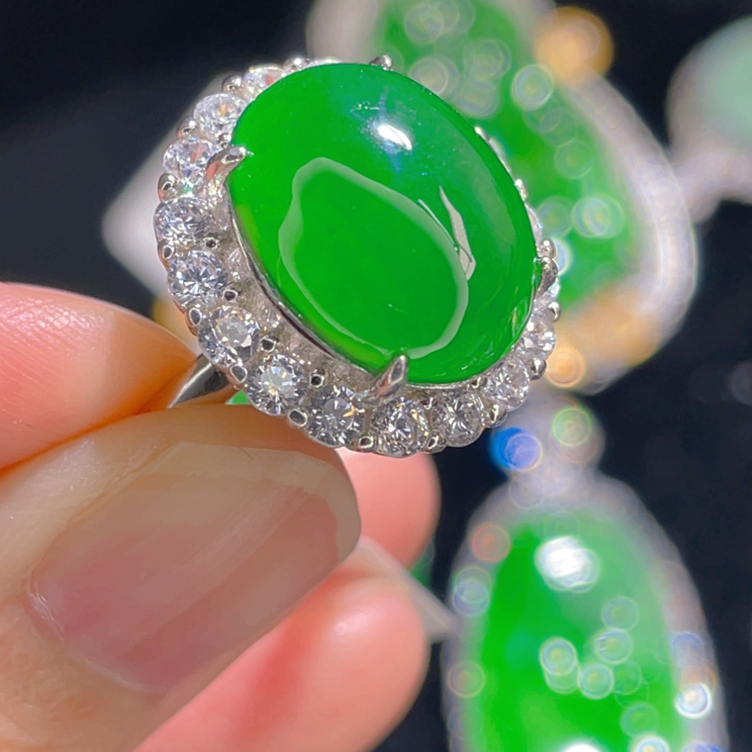 翡翠戒指银S925镶嵌111111111111