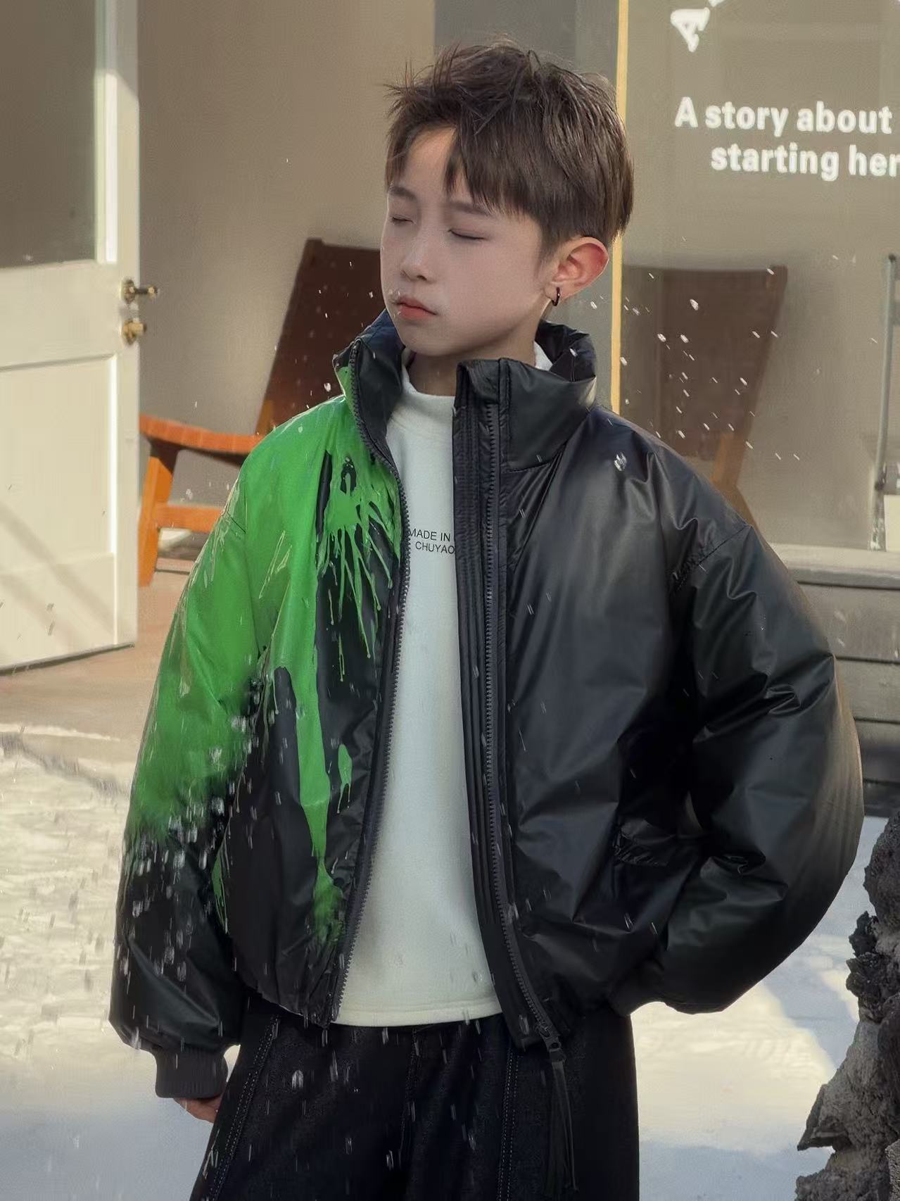 现货CHUYAO【温变感应】儿童冬季韩版温变极寒90白鸭绒羽绒服25137