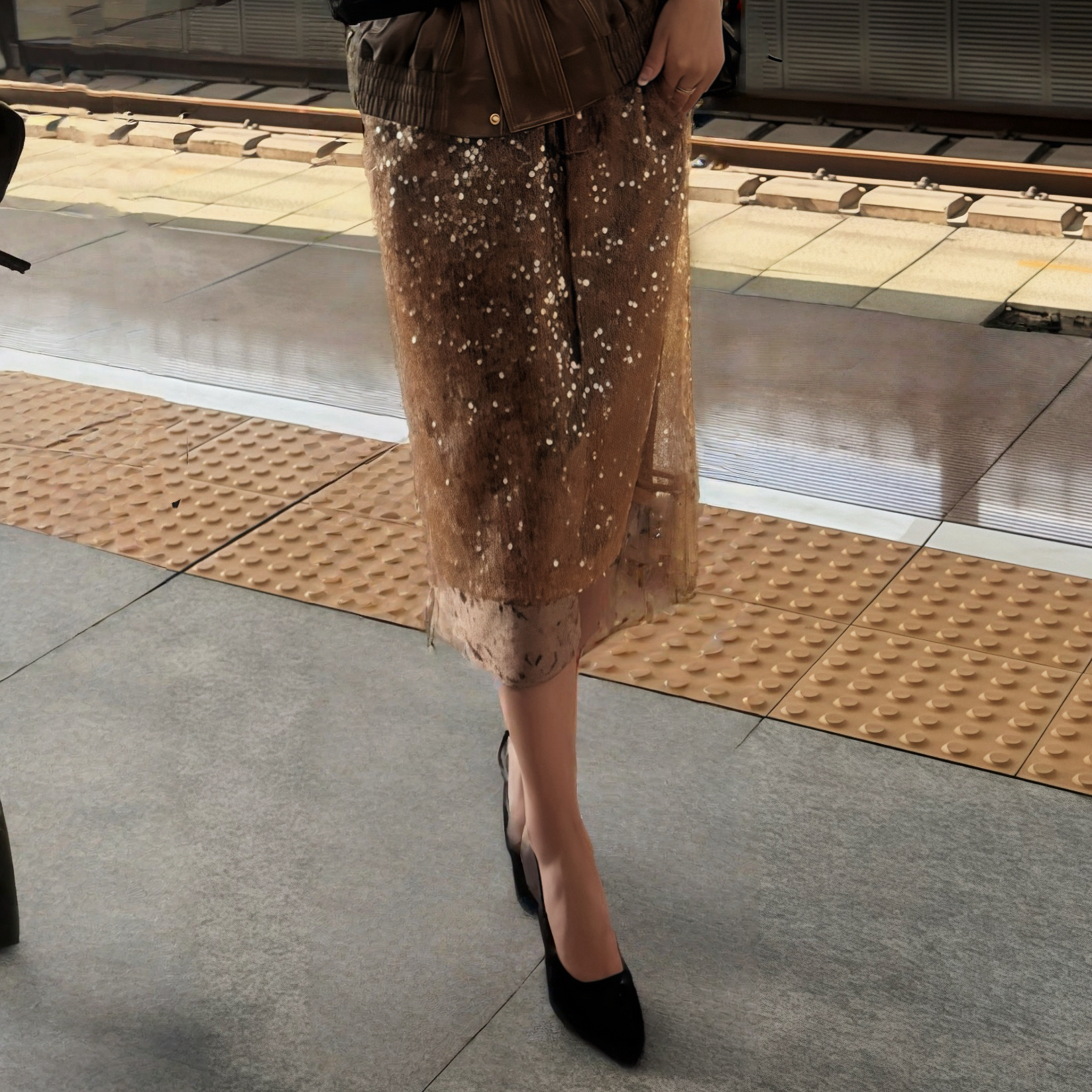 【NO退可换】UHOO WU 丝绒亮片半裙 SK1120126