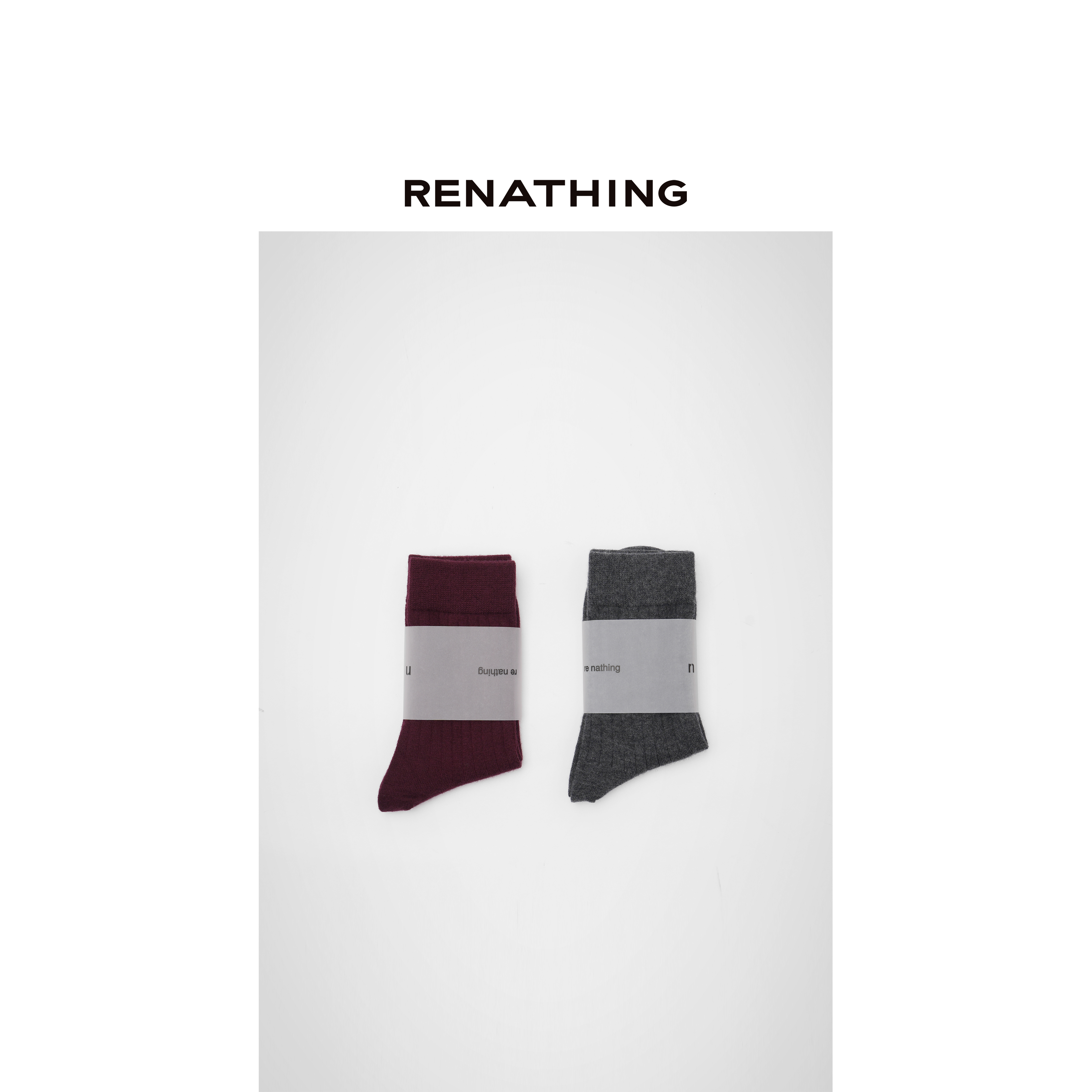 【RENATHING】纯色罗纹针织袜