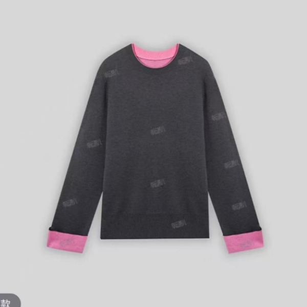 【可可心选】“熹微玫瑰”百搭宽松双面异色显白圆领针织上衣