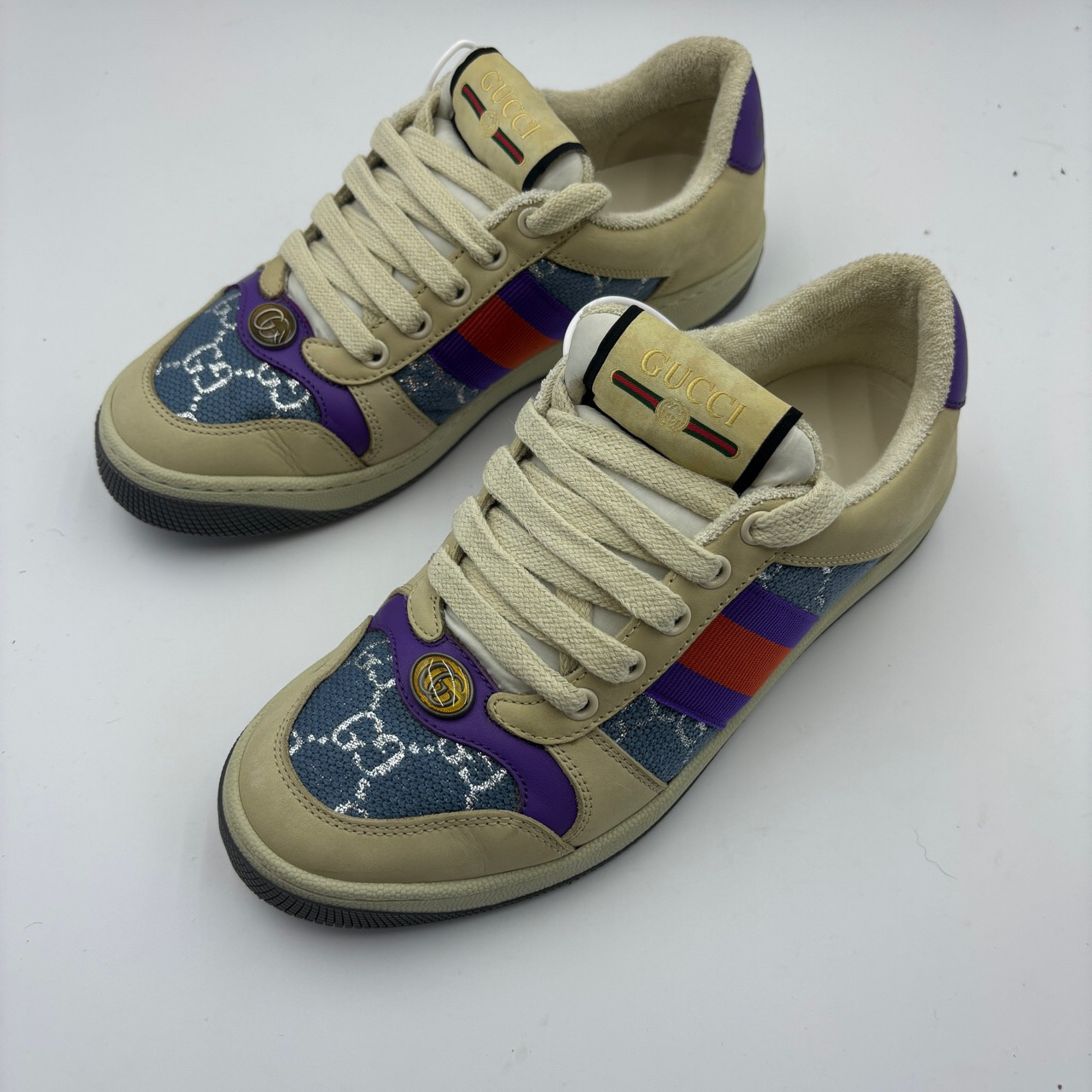 99新 GUCCI/古驰 36码/gucci screener蓝紫板鞋/无盒/