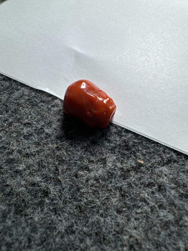 川料南红 雕刻瑞兽珠 直径10×14mm 孔道1.5 