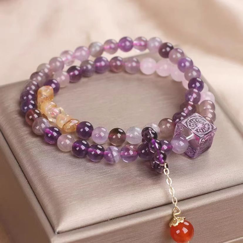 九紫时代 紫水晶双圈手串天然跑环小滴溜 LUCKY Z01