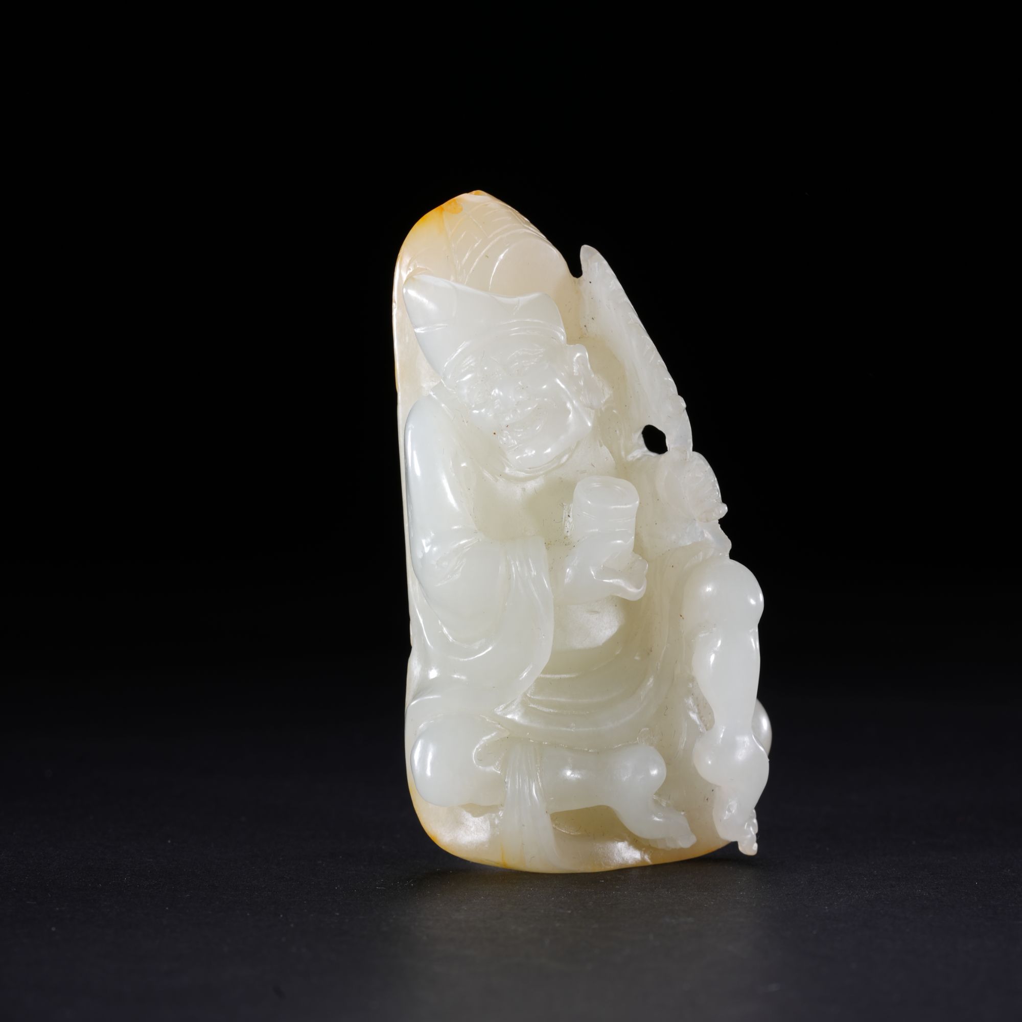 HTY14-3臻选·和田白玉留皮济公人物山子【玉石拍卖】