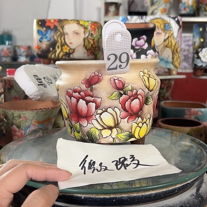 满38包邮 景德镇幸运花盆