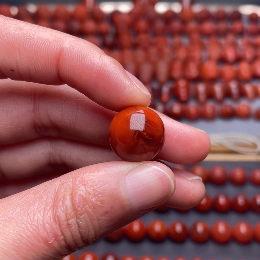 南红玛瑙未镶嵌其他W14瓦西双色满肉圆珠