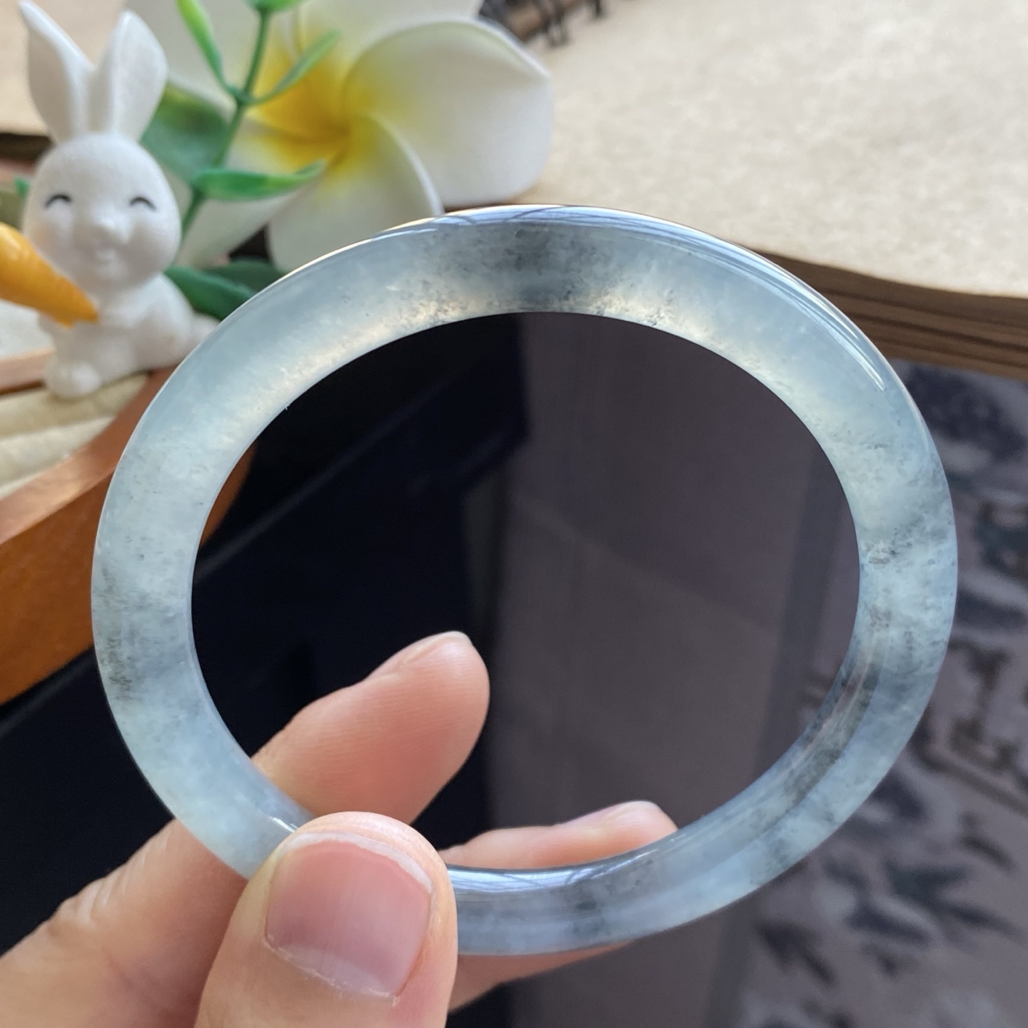 03.14批冰乌鸡果冻圆条1845号55.8-7.3-7.7！天然翡翠手镯