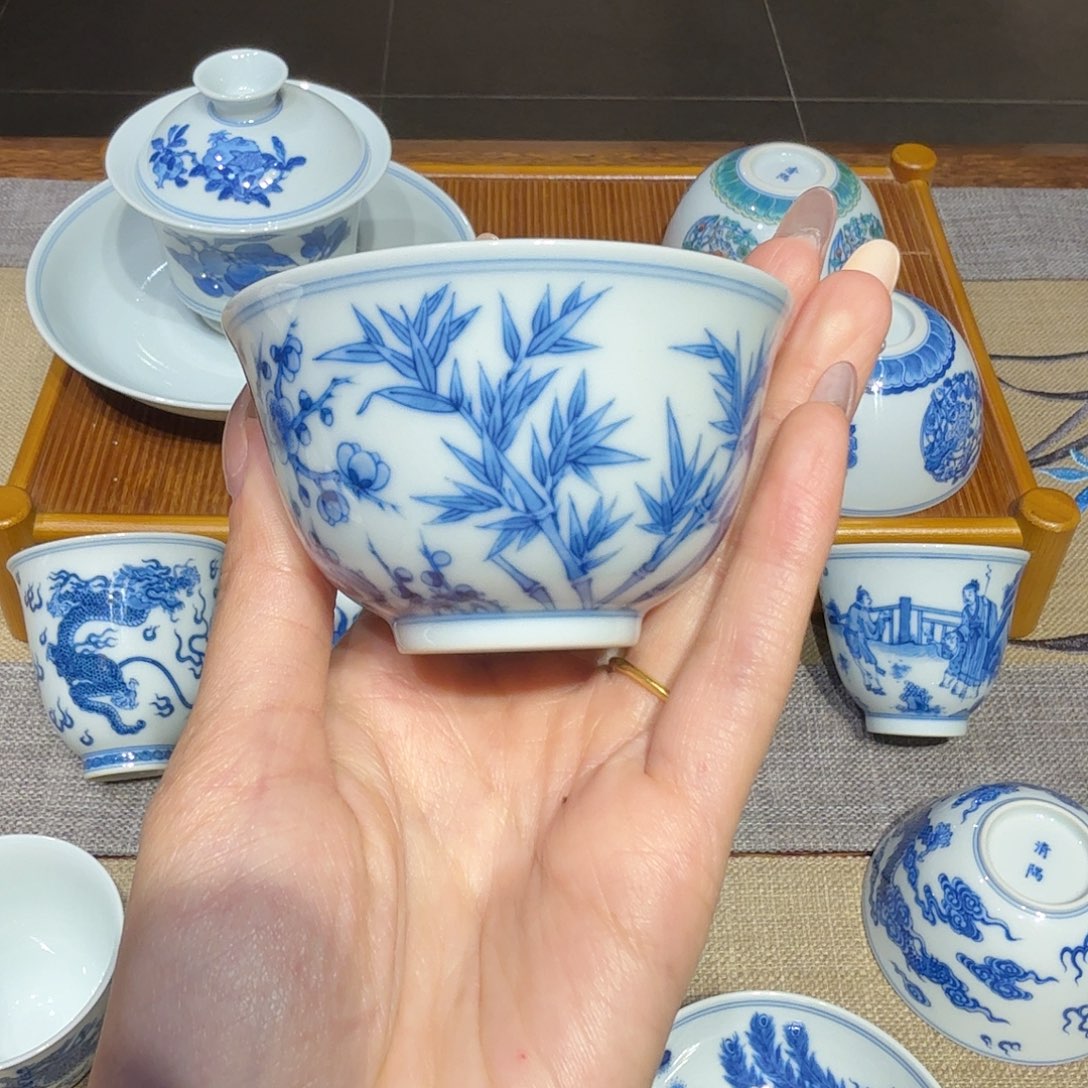 松竹梅陶瓷手工手绘