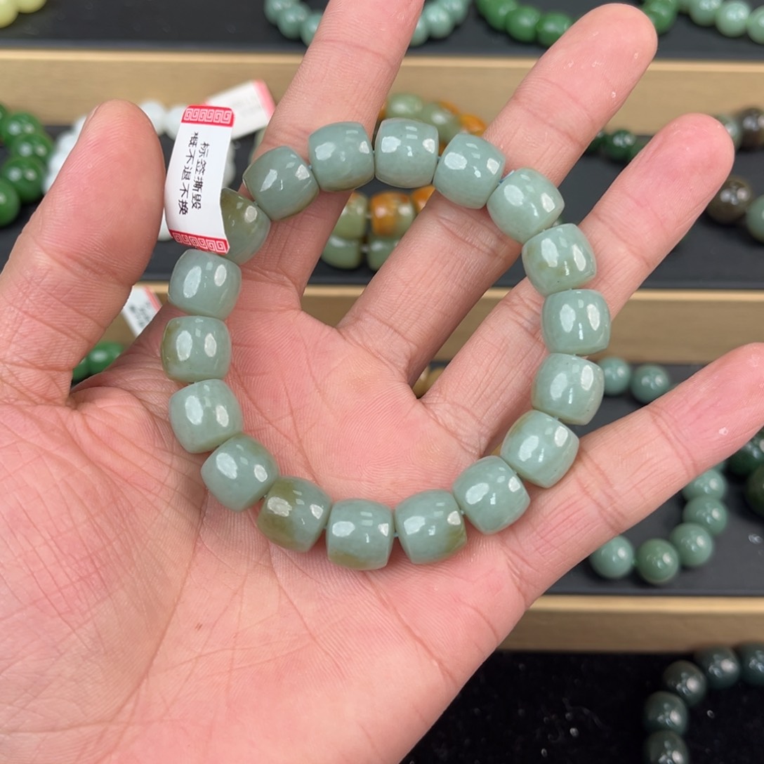 和田玉手链未镶嵌新疆和田玉且末蓝12mm