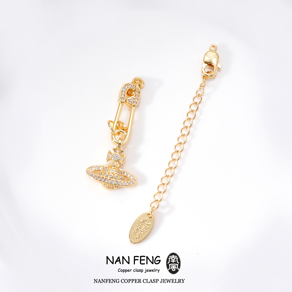 铜合金锆石吊坠 #939#940镶锆土星吊坠diy饰品配件