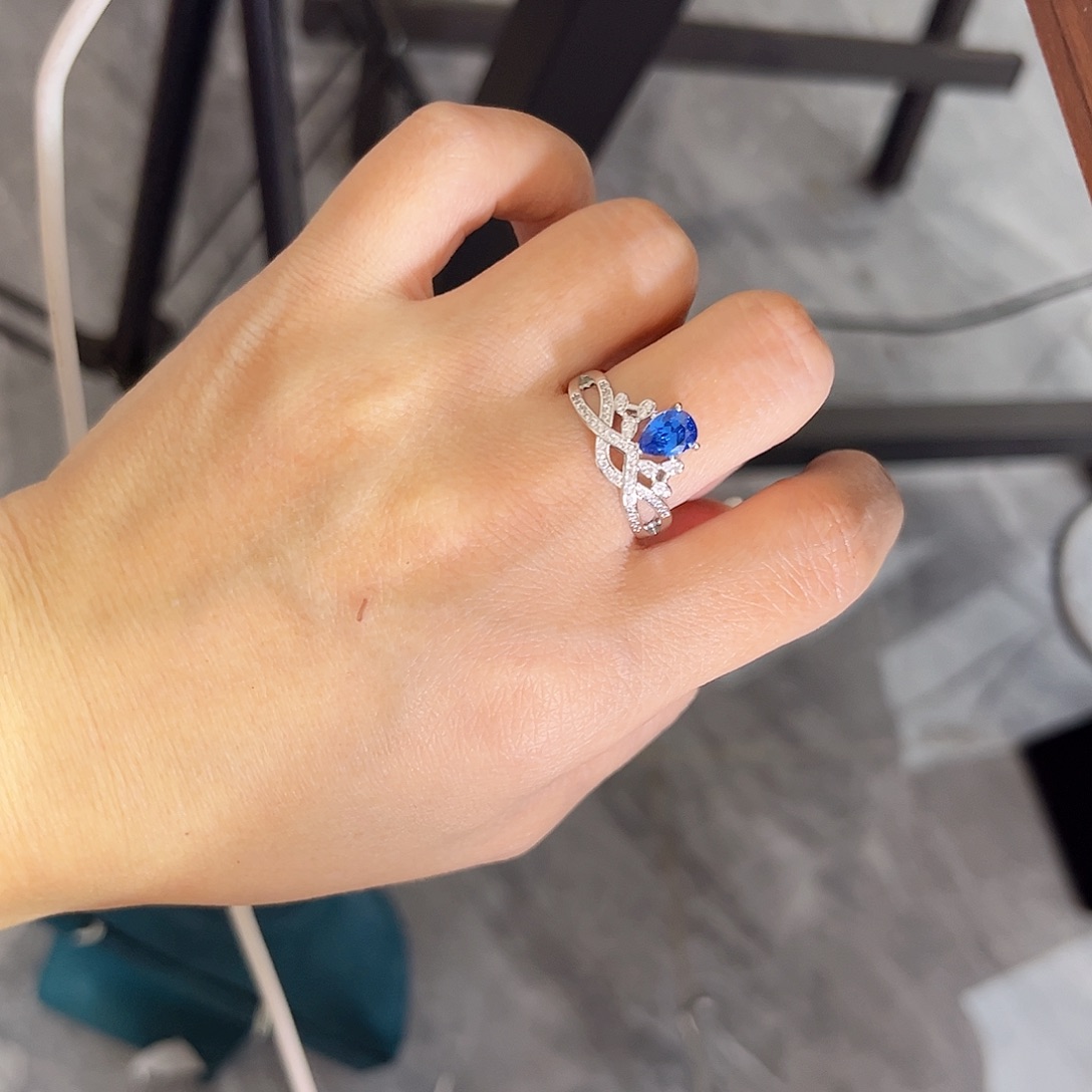 戒指蓝宝石银S925镶嵌