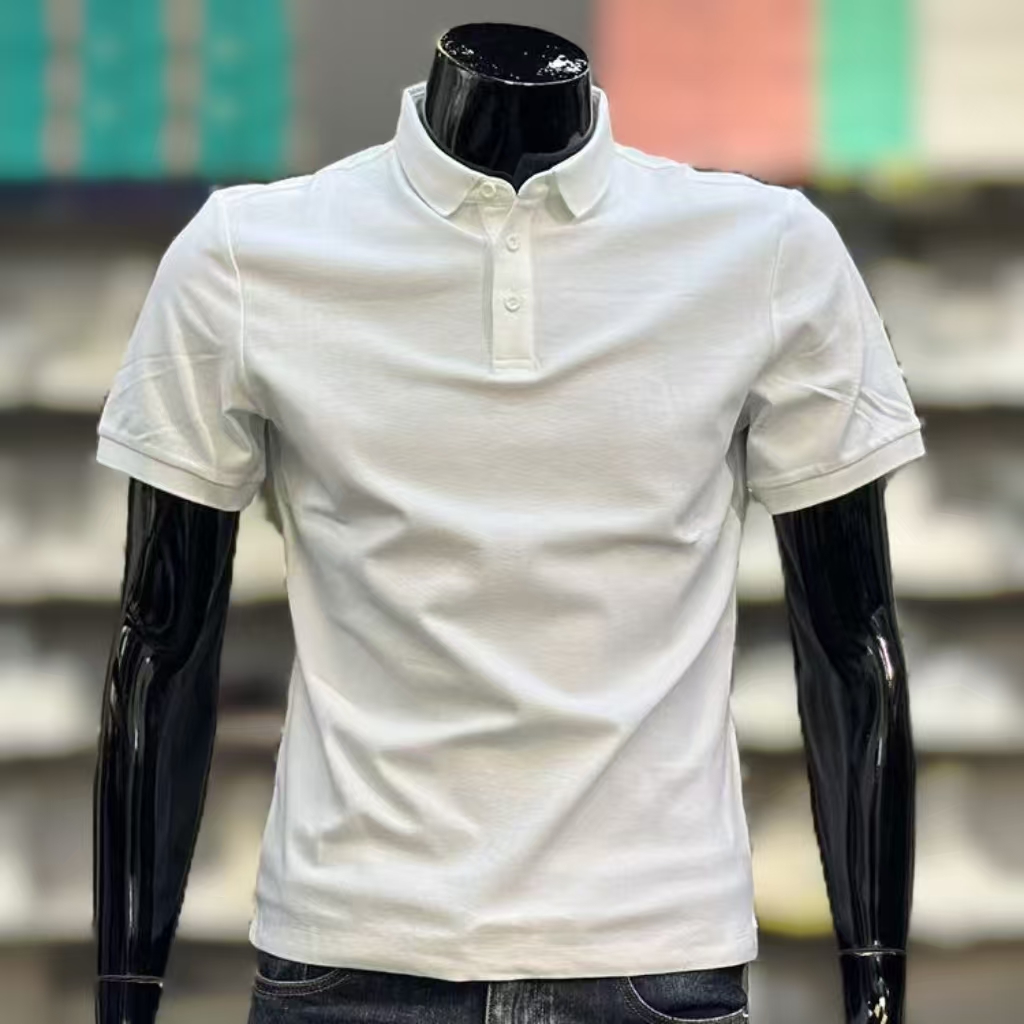 男士夏季新款修身polo衫纯色小板型修身青年翻领短袖商务休闲T恤