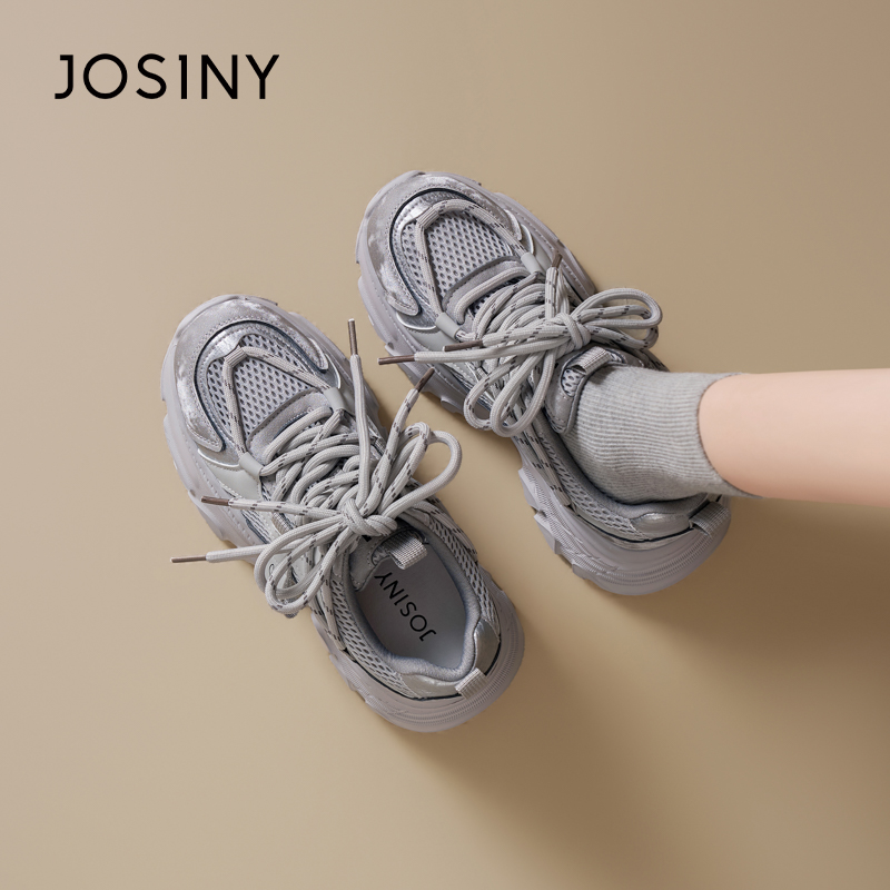 卓诗尼厚底老爹鞋女2026春季新款网面透气增高轻便舒适休闲运动鞋商品图