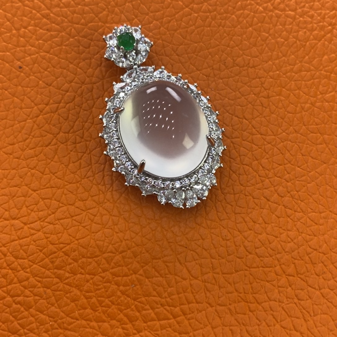 石英质玉蛋银S925镶嵌