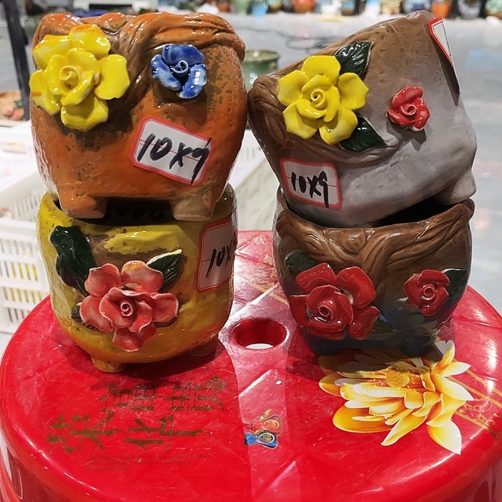 瓷片花盆多肉艺术品