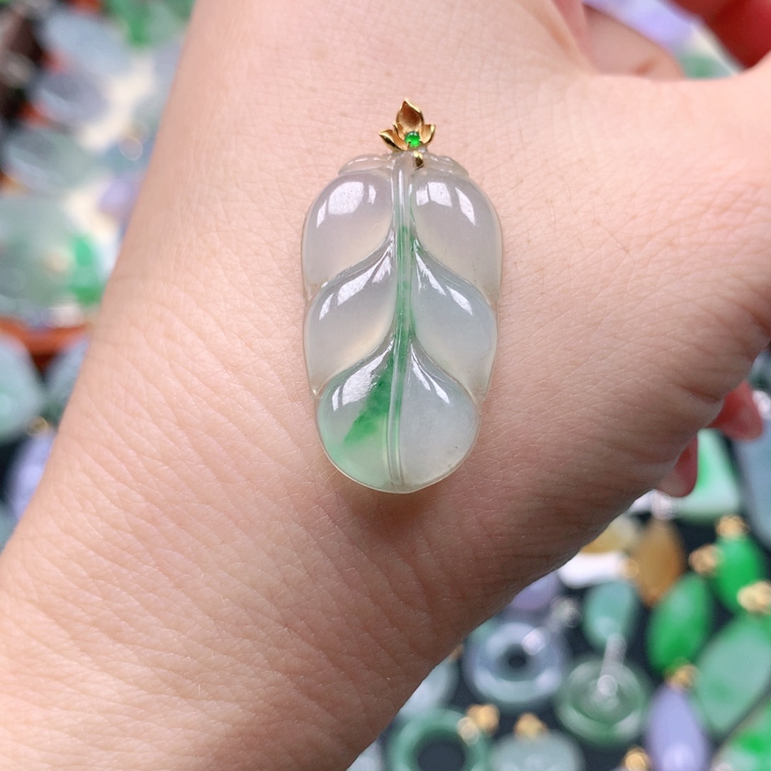 翡翠18K金镶嵌吊坠(不含链)