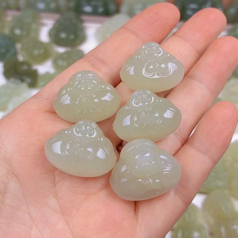 天然和田玉抱抱佛玉坠时尚弥勒佛宝宝佛男女款配绳