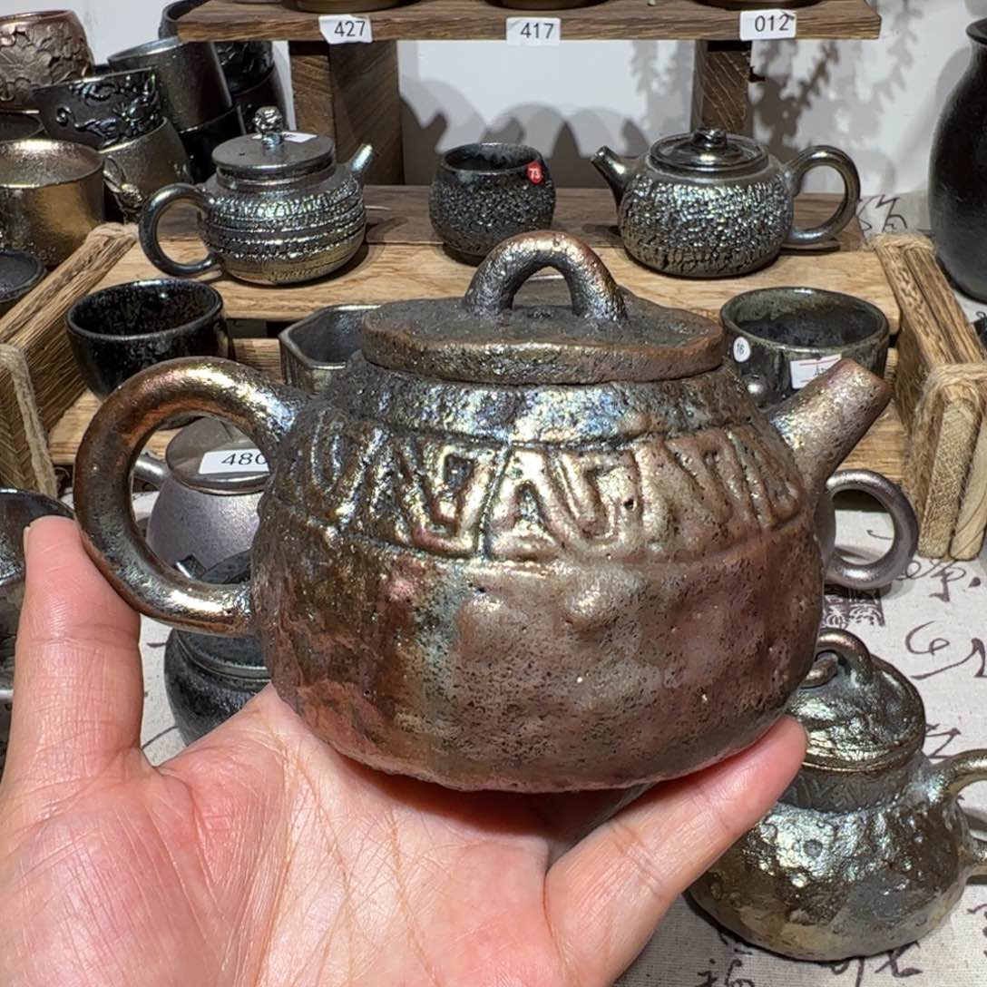 壶眨*眨建水紫陶紫泥柴烧壶