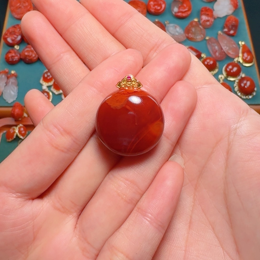 南红玛瑙南红18K金镶嵌