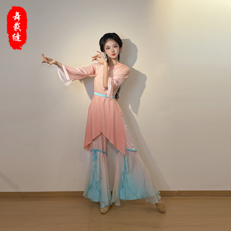 舞裁缝古典舞演出服女飘逸课堂基训练功服身韵纱衣新款套装定制
