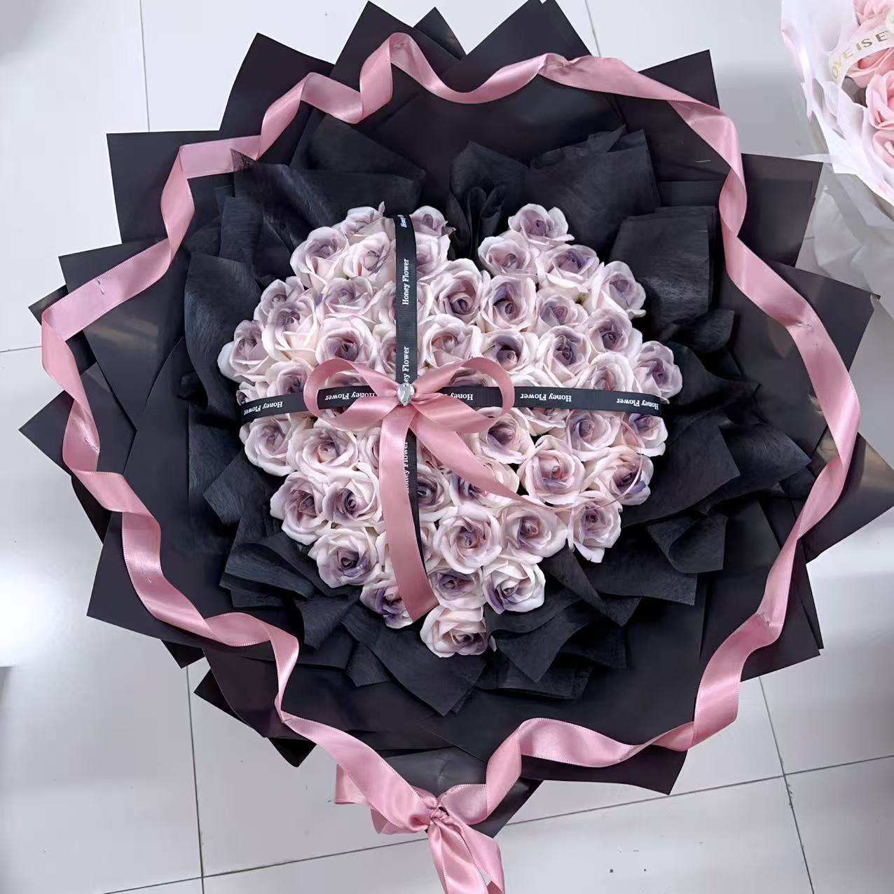 心形52朵永生花束弗洛伊德生日礼物女友高级定制公主粉99朵顺丰