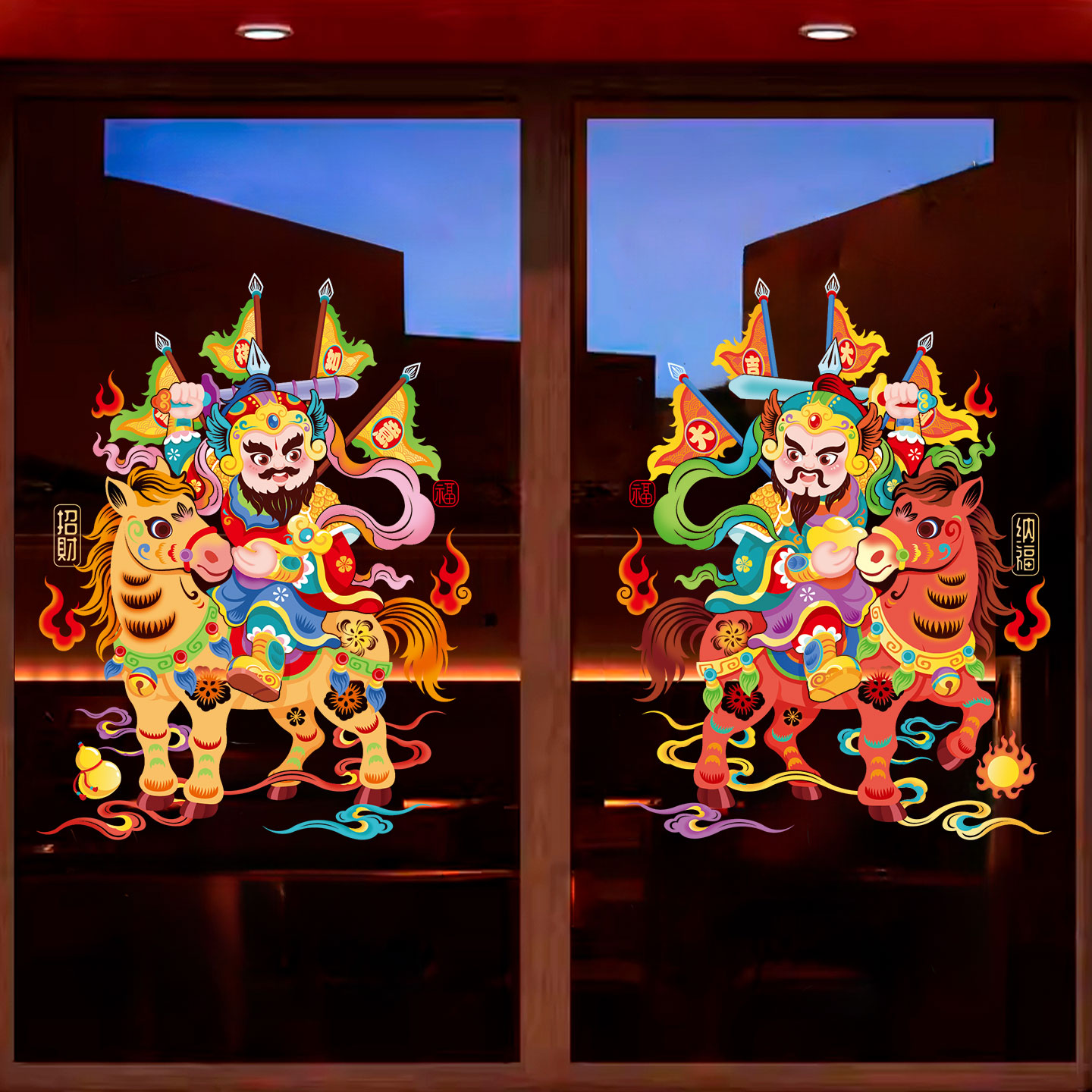 2026新款马年静电贴窗花贴橱窗新年贴纸装饰春节布置玻璃门贴装饰