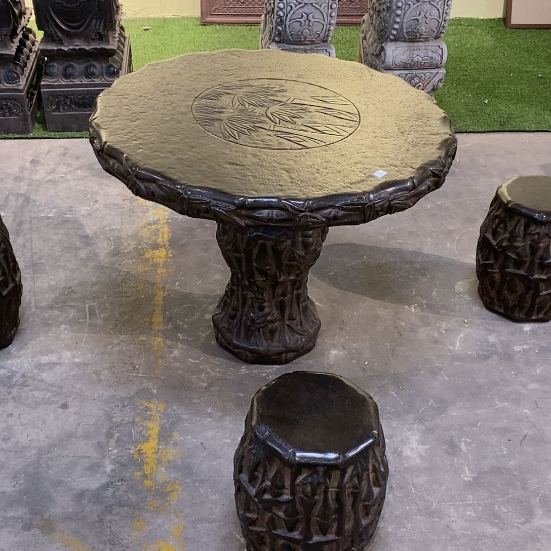 吳***長青石竹子圆桌一套 不包卸车摆放