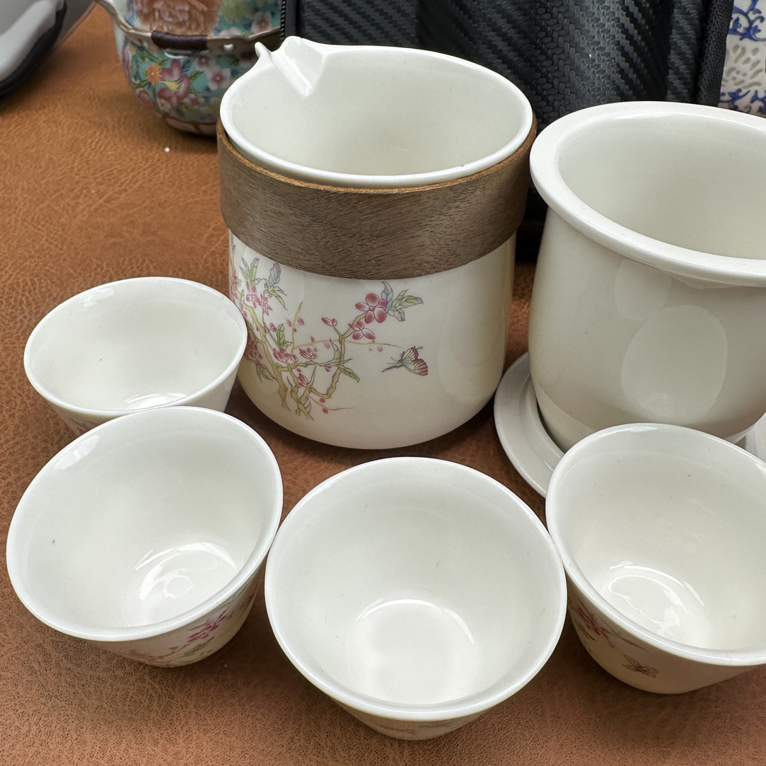 【闪购商品】玉瓷 紫藤花一壶四杯➕包➕茶巾DD 058