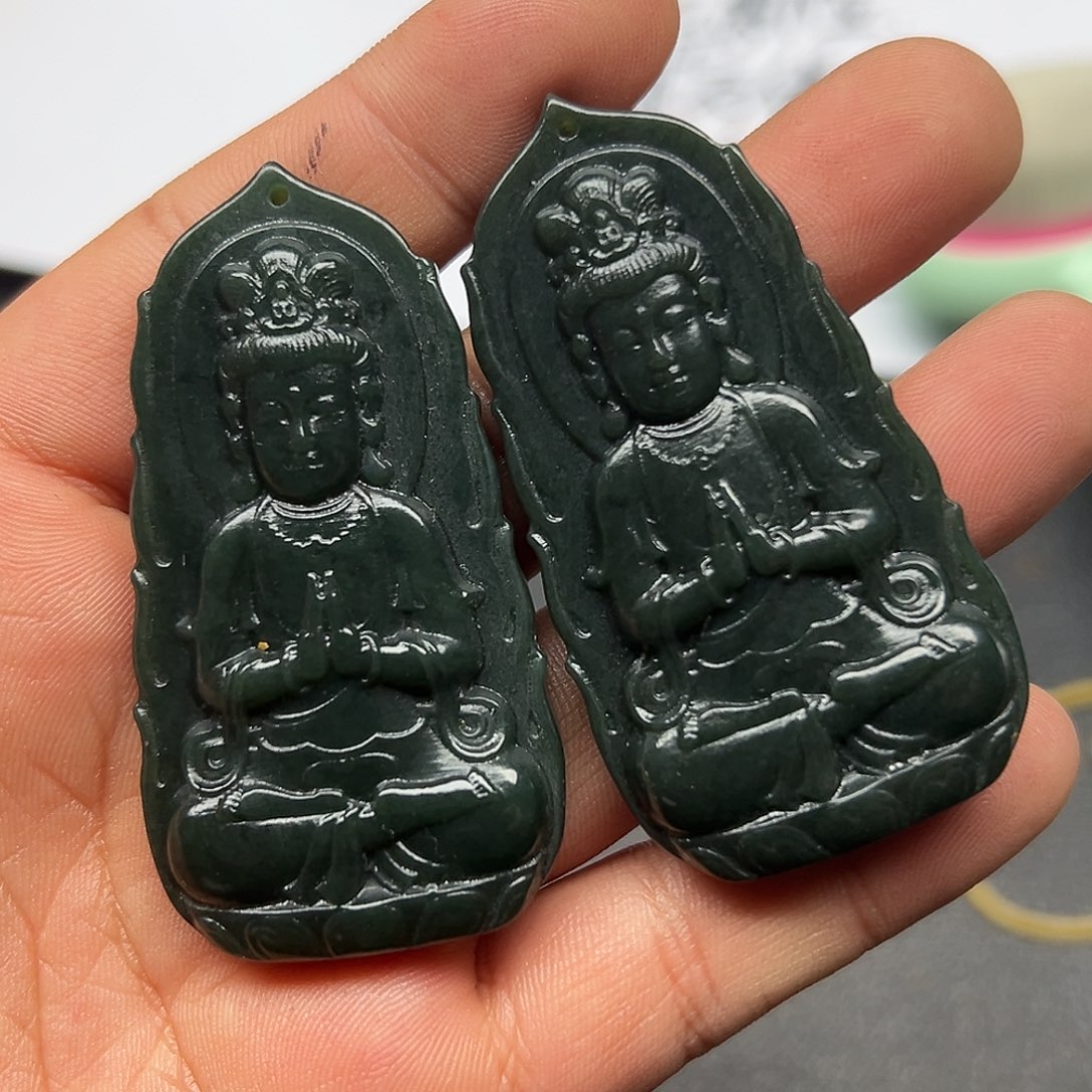 和田玉青玉观音未镶嵌