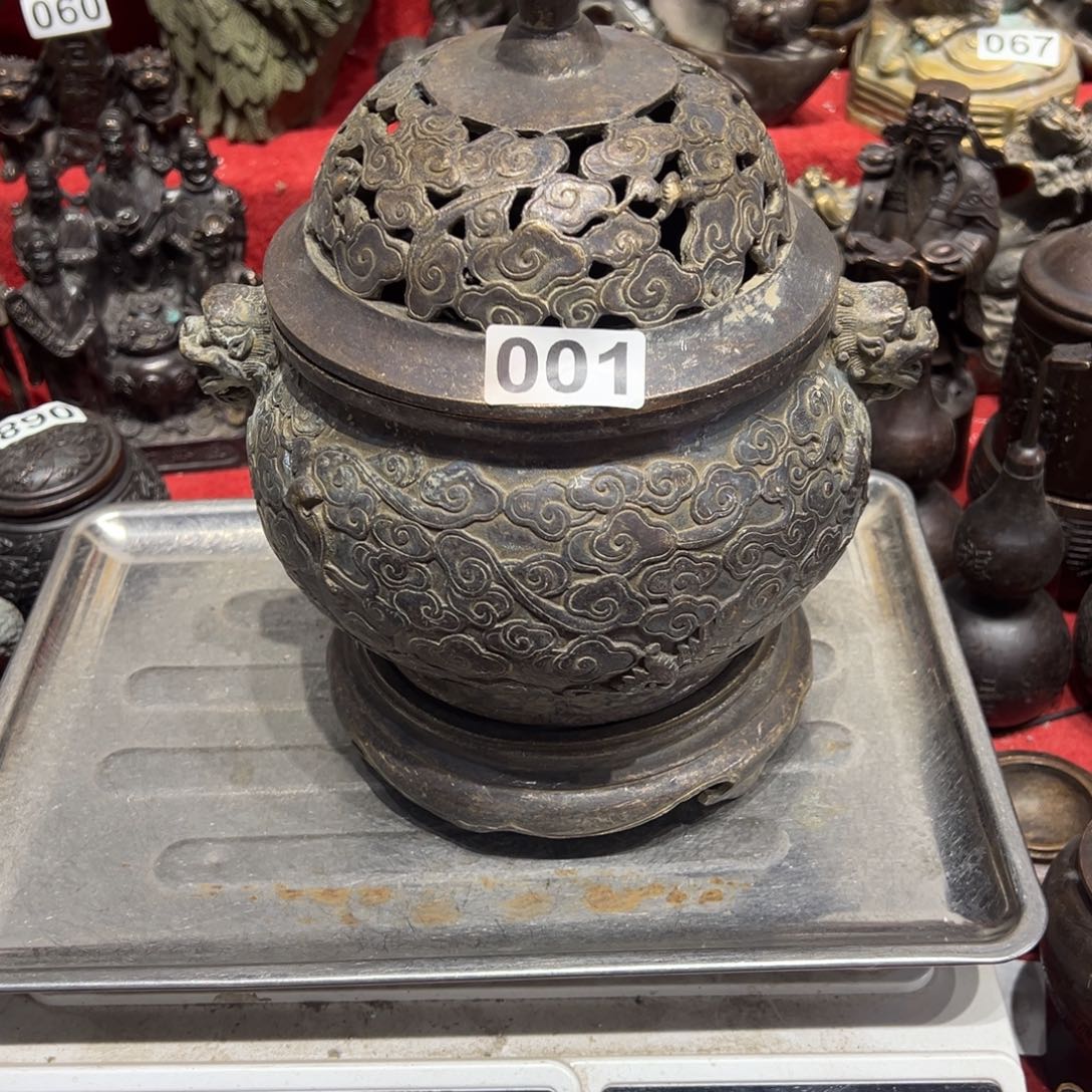 落***晖黄铜摆件，文房摆件