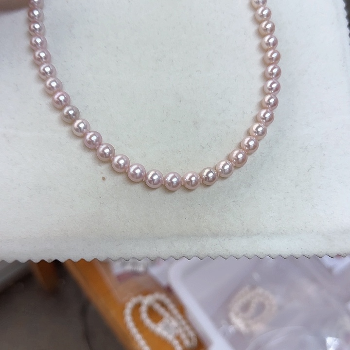 淡水珍珠颈饰银S925镶嵌7-8无核极光镜面真圆