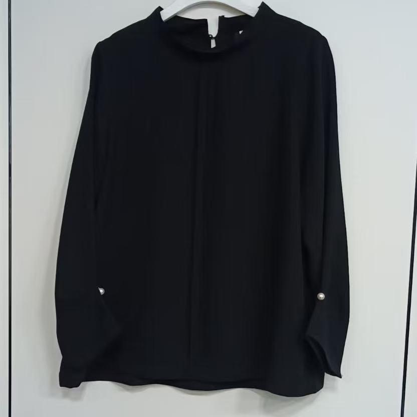 【xineba韩国鞋】新款净版圆领黑色长袖衫女士洋气百搭时尚气质高端